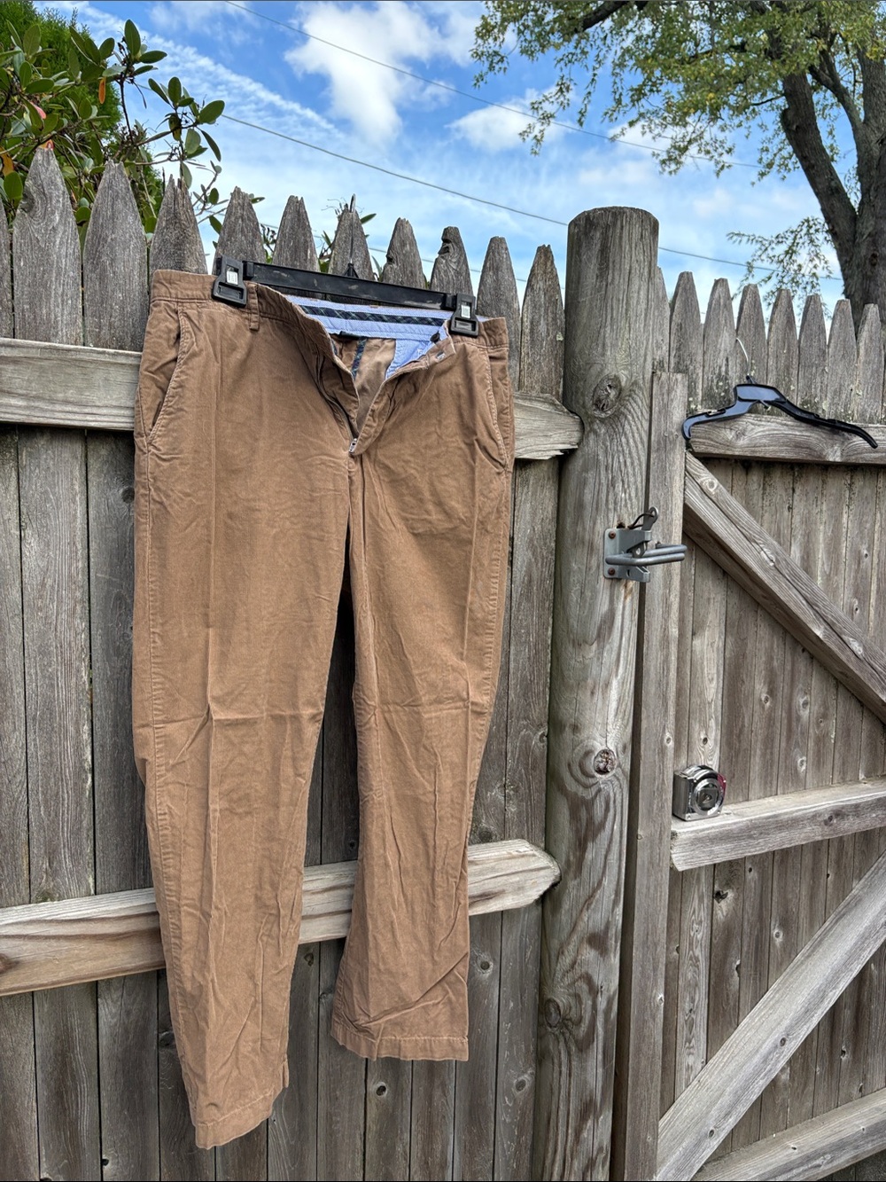 J. Crew 33/30 tan cotton thin corduroy pants.